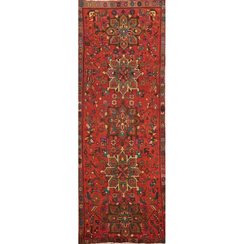 Hand Knotted Oriental 100% Wool Carpet Traditional Floral Oranges & Rust Tabriz Runner Rug - 9' 1'' X 2' 11''