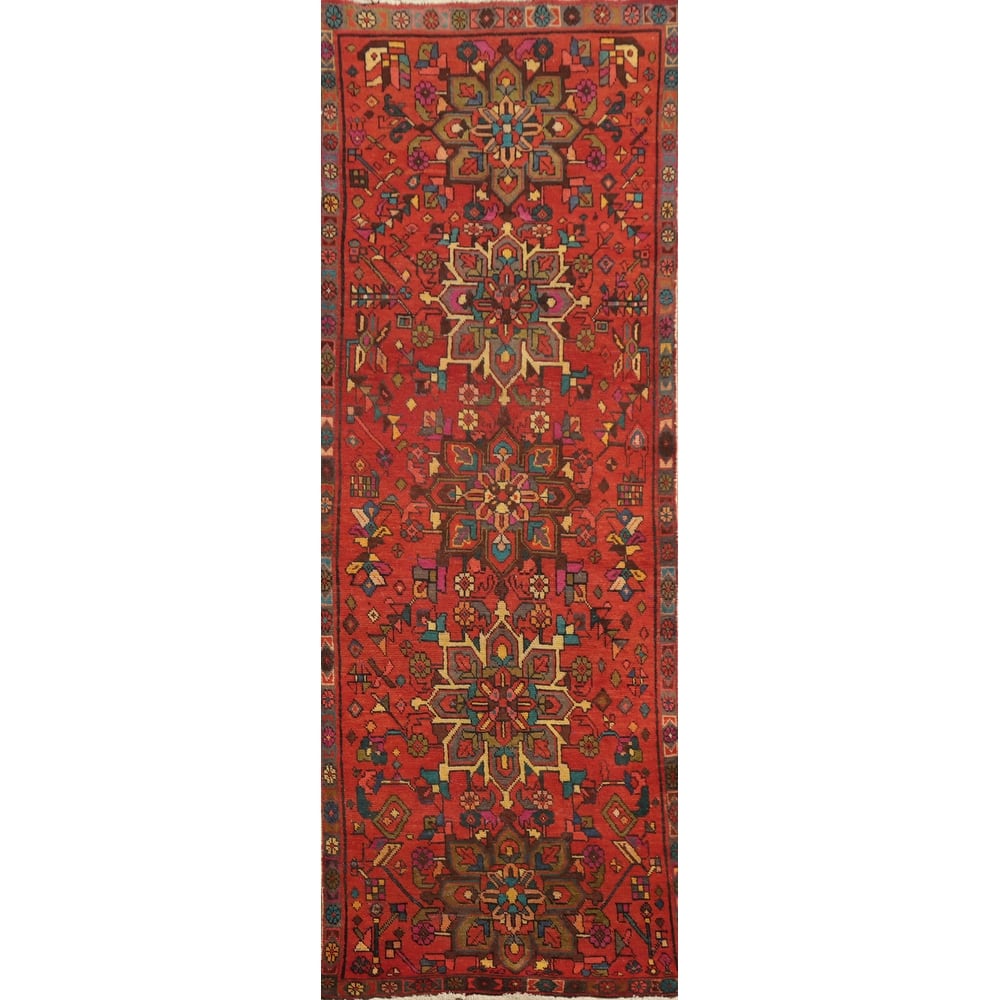 Hand Knotted Oriental 100% Wool Carpet Traditional Floral Oranges & Rust Tabriz Runner Rug - 9' 1'' X 2' 11''