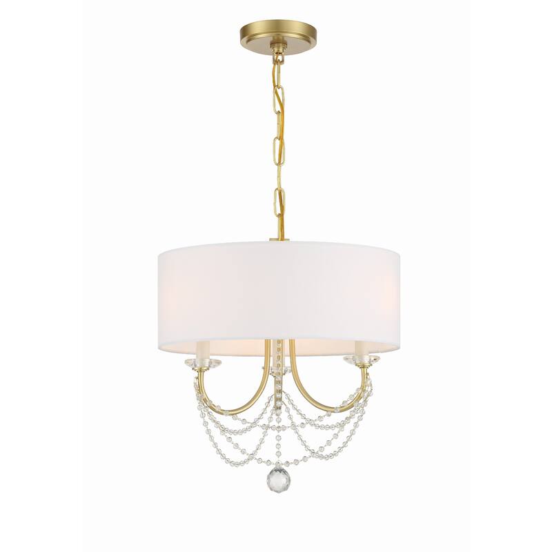 Delilah 3 Light Aged Brass Mini Chandelier - 15.75"W x 16.5"H