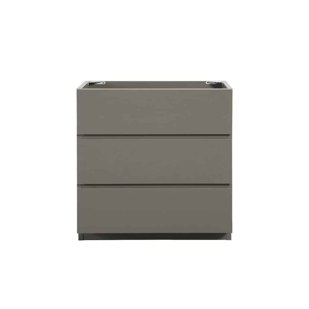 Alice Contemporary Bathroom Vanity - Gray Finish, Handle-Free Design, Silent Drawers, 32.3" Tall, No Basin - 29.7in L