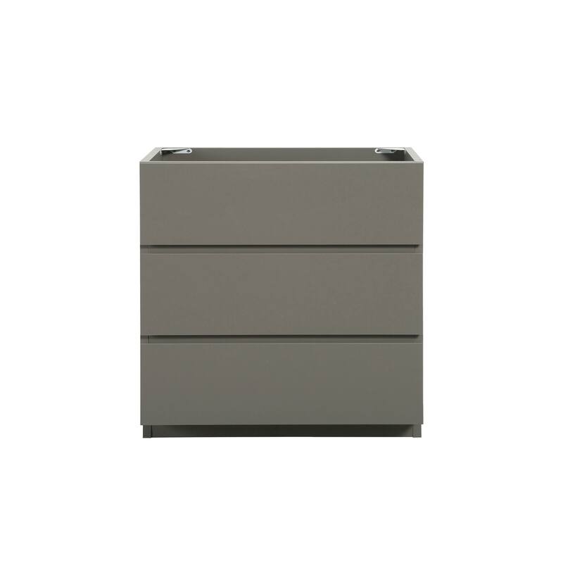 GDFStudio - Alice Gray Freestanding Bathroom Cabinet with Three Soft-Close Drawers, Pre-Assembled, No Basin - 30" - Gray