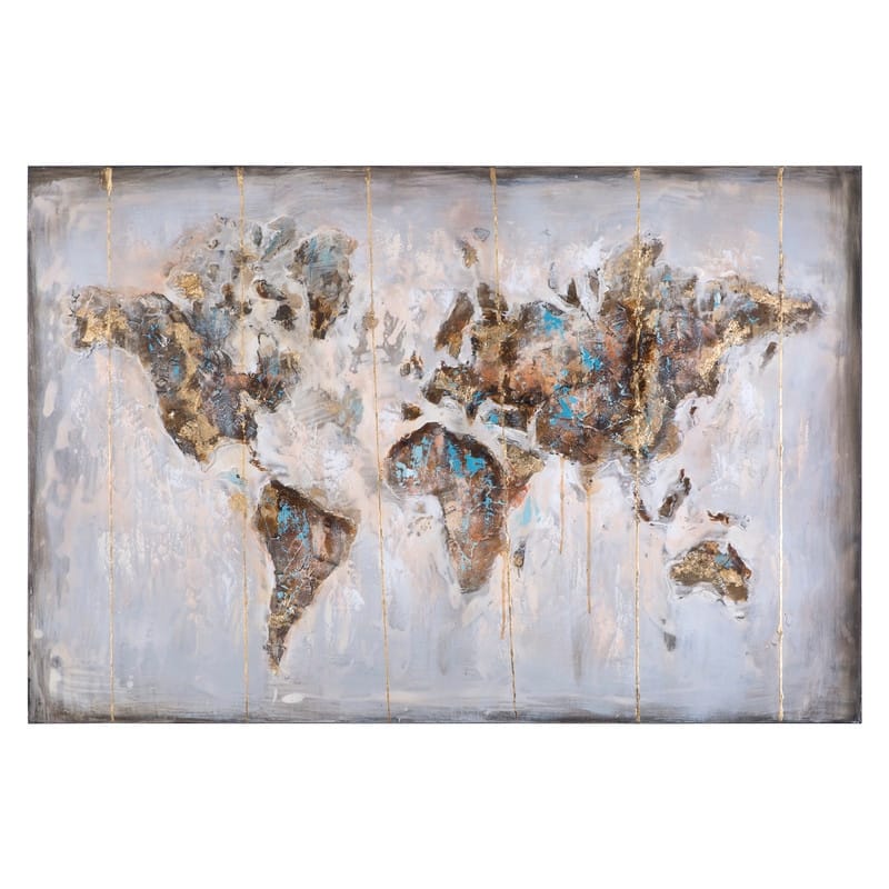 Yosemite Home Decor Map in Neutrals Original Hand-Painted Wall Art - Multi-Color