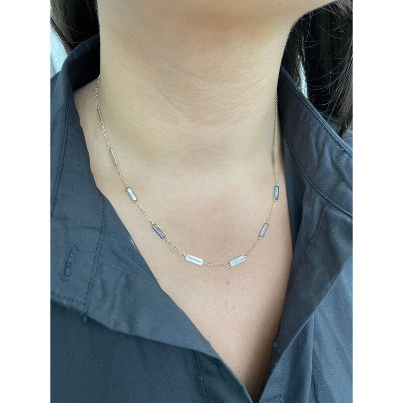 Joelle Mother of Pearl Layered Bar Necklace 18 Inches - 14K Gold Mother of Pearl Necklace