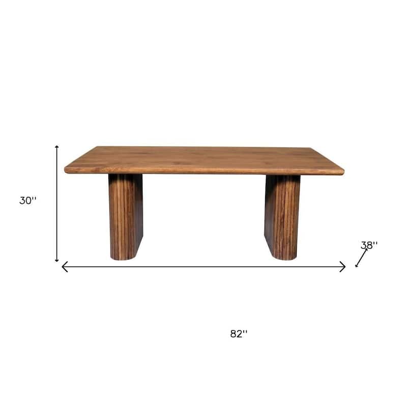 HomeRoots 82" Brown Wood Double Pedestal Base Dining Table - 82.00 in. x 30.00 in. x 38.00 in.