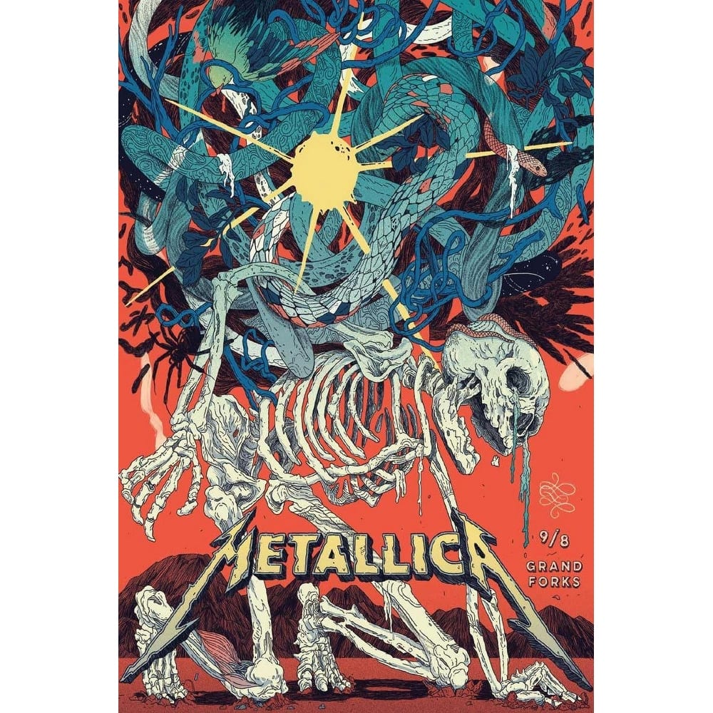 Metallica Grand Forks Skeleton Crawl Art Poster - 24 x 36 Inch