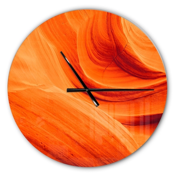 slide 2 of 6, Designart 'Orange Upper Antelope Canyon' Oversized Modern Wall CLock 16 in. wide x 16 in. high