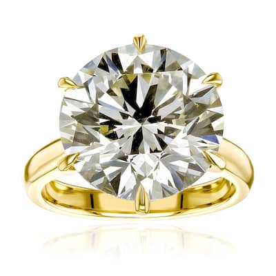 Kobelli 10.51 Carat Natural Diamond GIA Certified 18k Solid Gold Round Solitaire Cathedral One-of-a-Kind Katz Engagement Ring