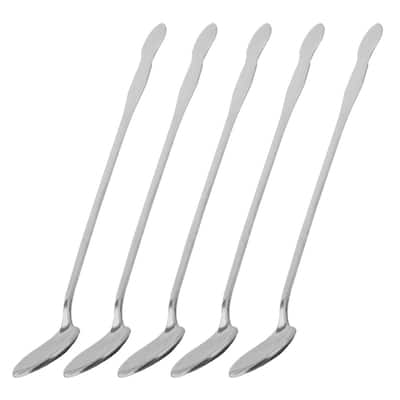 Stainless Steel Long Handle Tea Latte Coffee Ice Cream Spoon 25cm Length 4pcs - Silver Tone