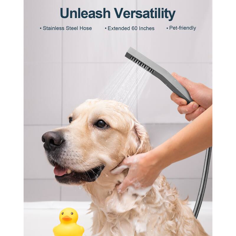 Dual Heads 16" Rainfall & High Pressure 6" Shower System w/ 3 Way Thermostatic Faucet 