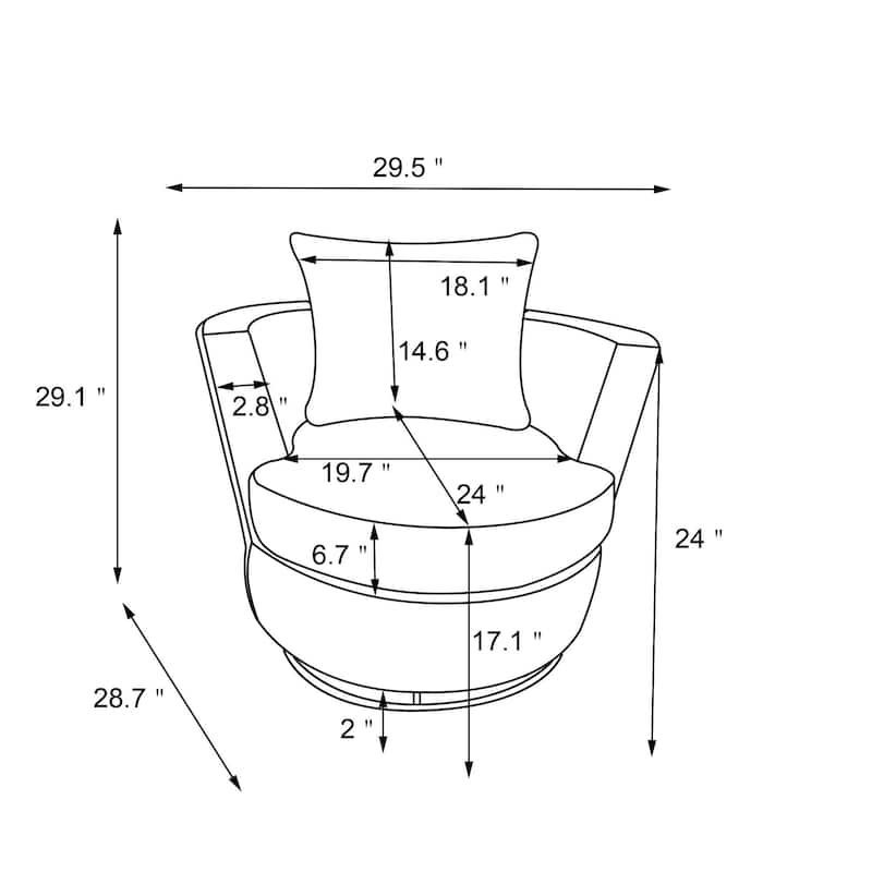 29.5" Polyester Swivel Arm Chair