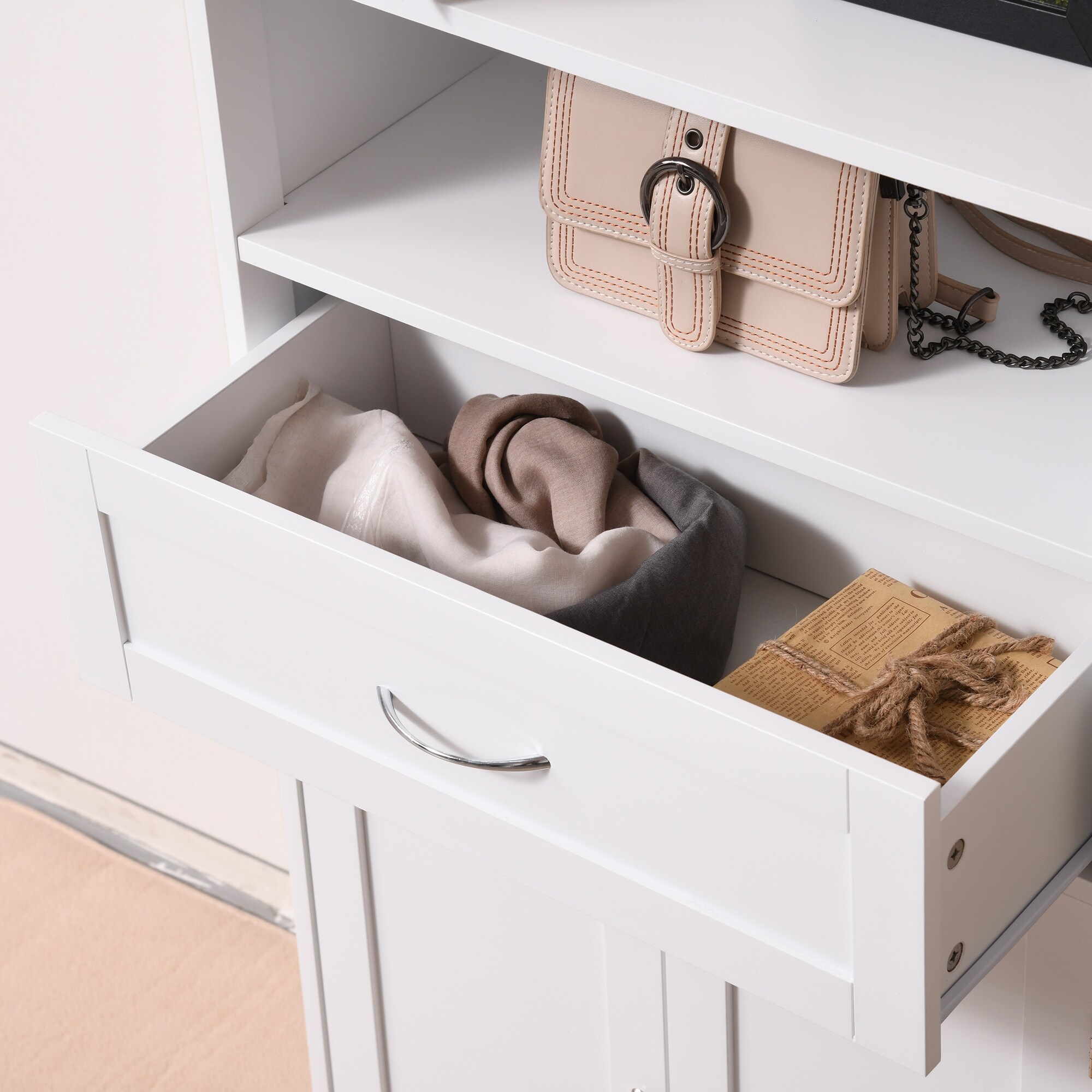 kleankin Freestanding Bathroom Floor Cabinet with Drawer and Adjustable Shelf Wooden
