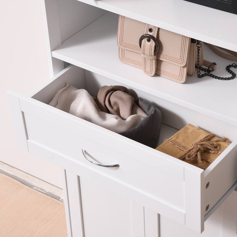 kleankin Modern Bathroom Storage Cabinet Free Standing Cupboard with Drawer and Adjustable Shelf - 11.75*23.5*42.75
