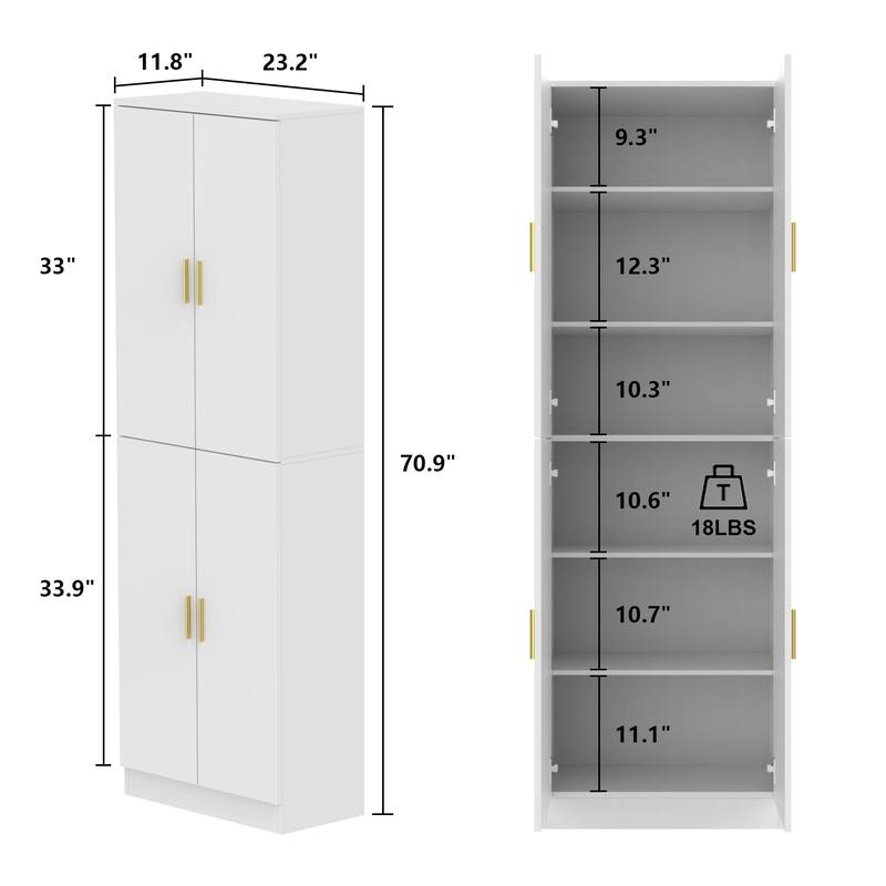70.9"H Dresser Chest Cabinet Buffet Storage Cabinet Adjustable Shelf