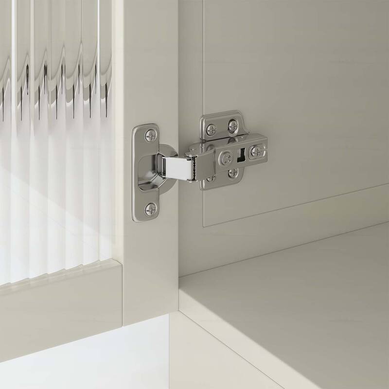 Extendable Dining Table with Tempered Glass Doors,Power Outlet