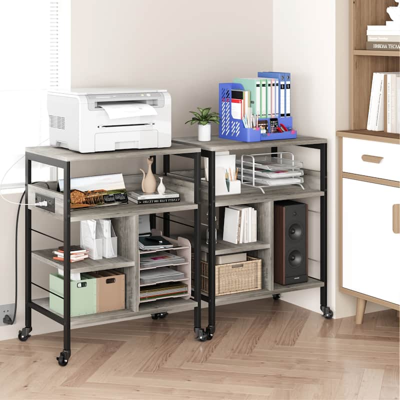 Farmhouse Movable File Cabinet Printer Stand for Home Office