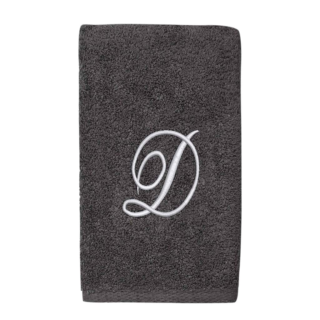 Avanti Linens Granite/Silver Script Monogram Hand Towel Letter D - Hand Towel