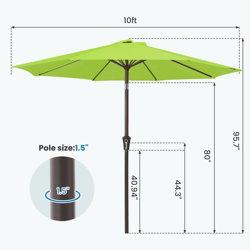 10ft Patio Market Umbrella with Crank & Tilt,UV-Risistant