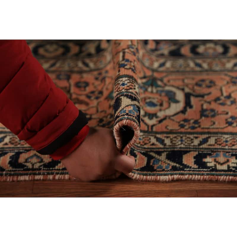 Orange Geometric Tabriz Persian Vintage Rug Handmade Wool Carpet - 7'7" x 11'5"