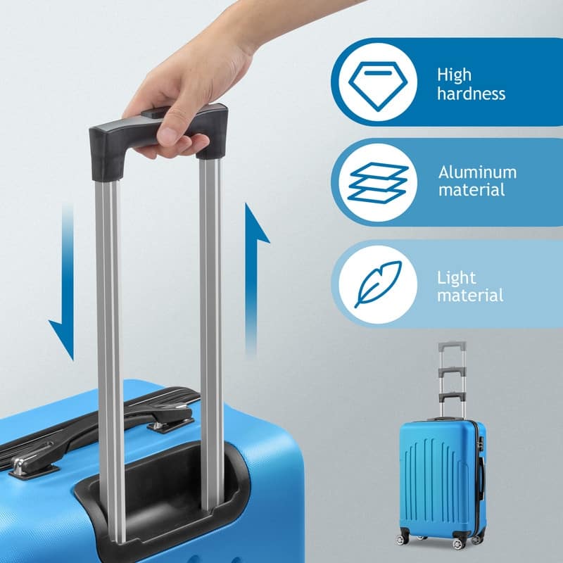 Nested Hardside Luggage Set in Blue, 3 Piece - TSA Compliant