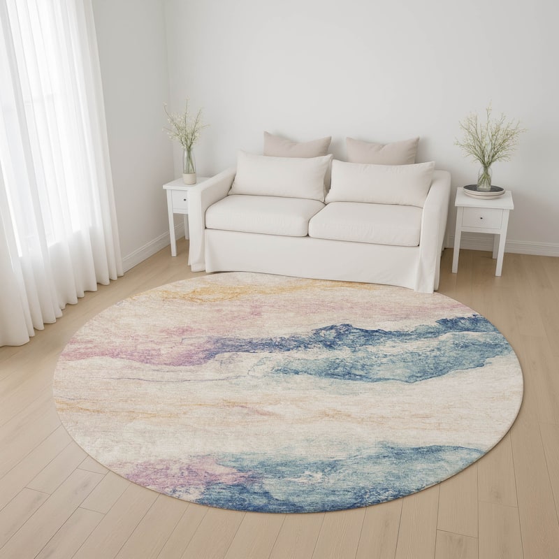 Premium Washable Super Soft Abstract Mayfield Rug - Pearl - 8' x 8'