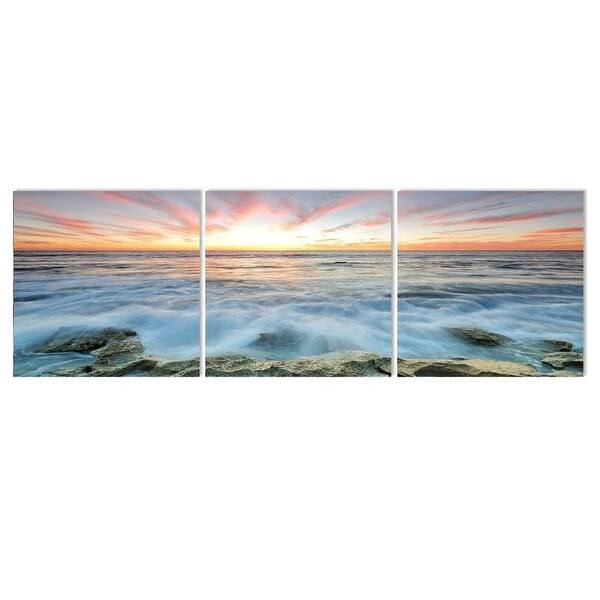 Shop Ocean Sea Sunrise Canvas Wall Art 12 X12 X3 Panels Wall