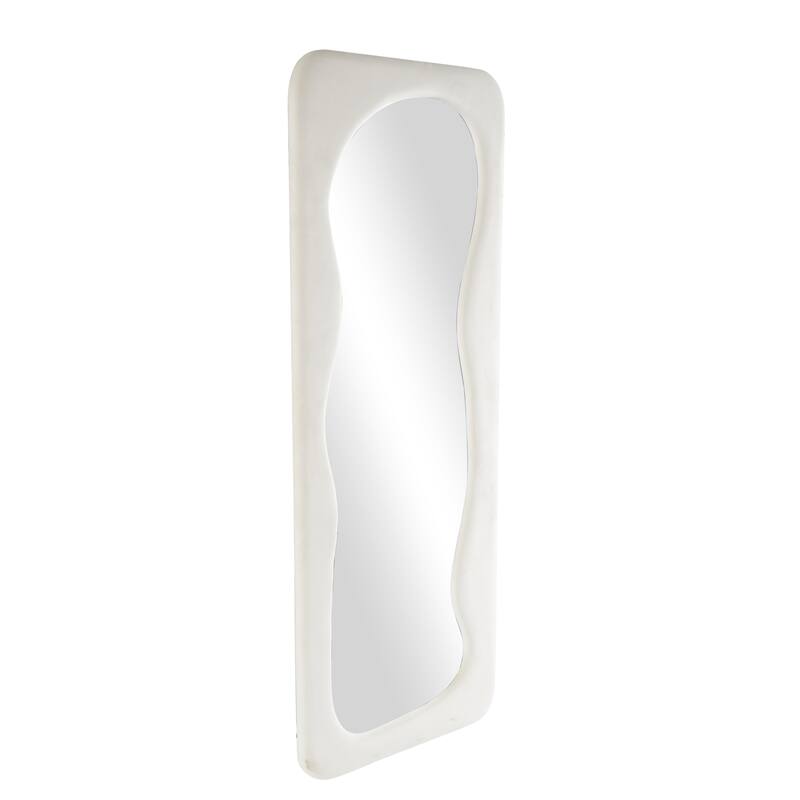 Black or White Velvet Wavy Room Floor Mirror