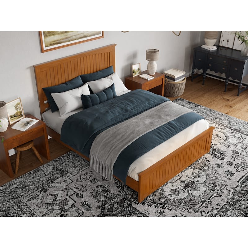 Naples Solid Wood Low Profile Platform Bed with Matching Footboard