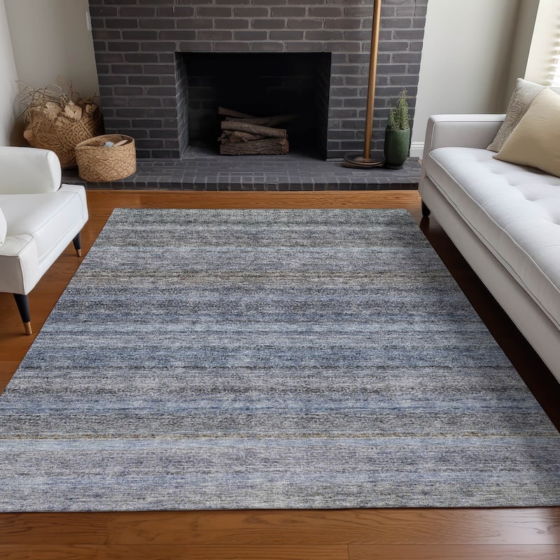 Machine Washable Indoor/ Outdoor Ombre Solid Chantille Rug