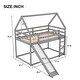 preview thumbnail 14 of 16, Twin Size Bunk House Bed with Slide and Ladder, White