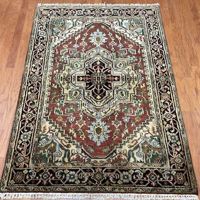 HERAT ORIENTAL Handmade Heriz Wool Rug - 4'3" x 6'