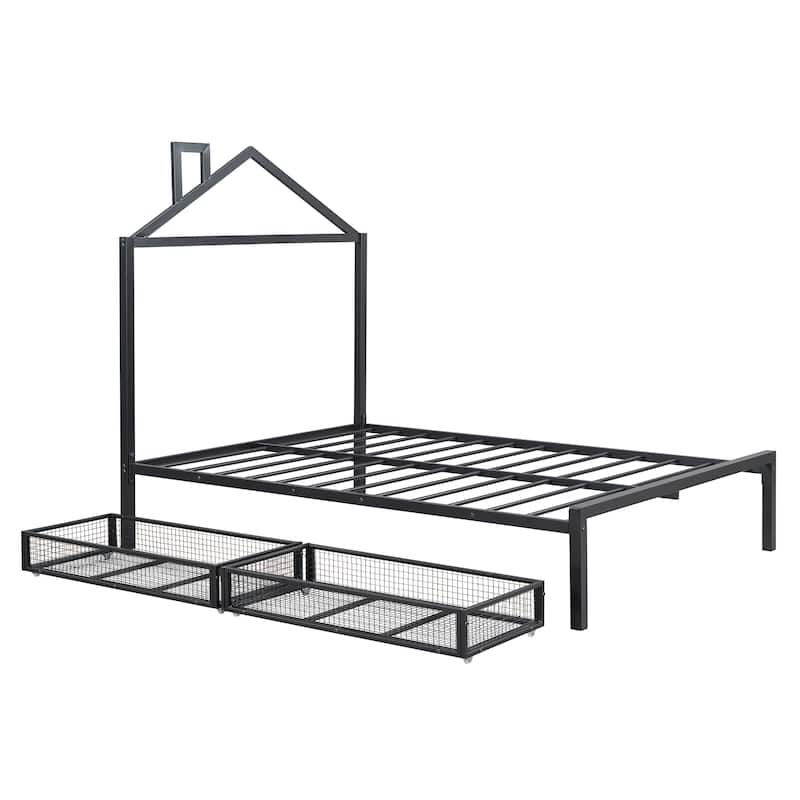 Metal Platform Bed with two drawers