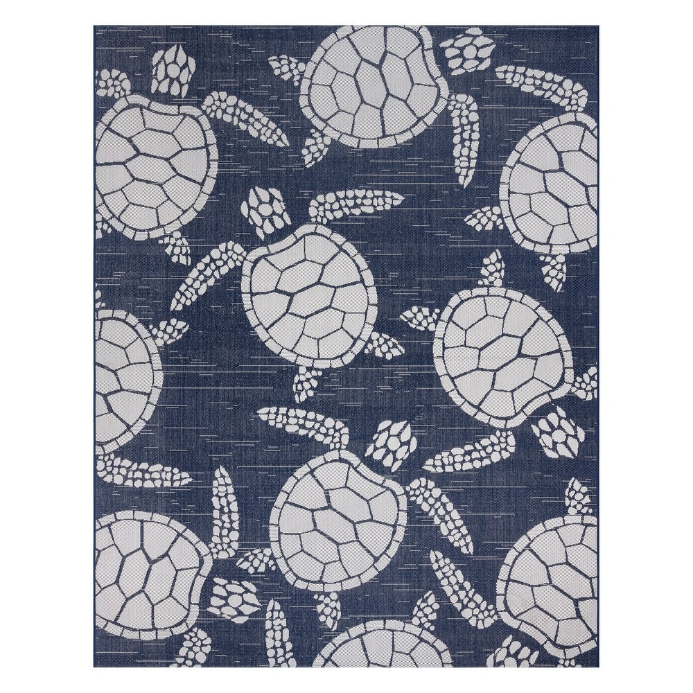 Gertmenian Paseo Tortue Tropical Sea Turtle Polypropylene Flatweave Indoor/ Outdoor Area Rug