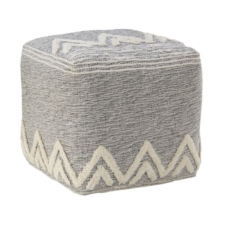 HomeRoots 16" Gray Polyester Ottoman