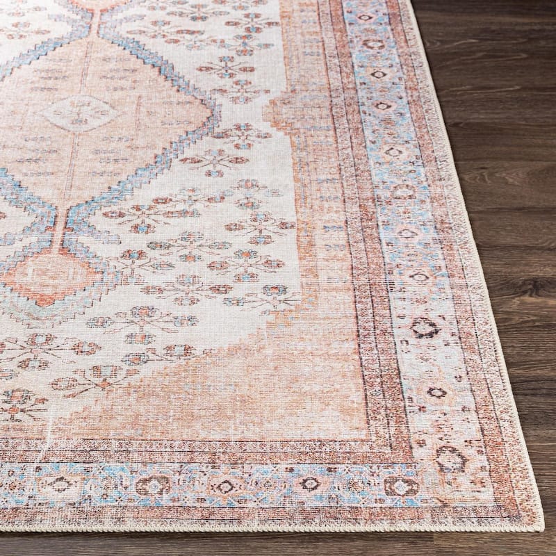 Livabliss Vintage Amelie Medallion Washable Area Rug