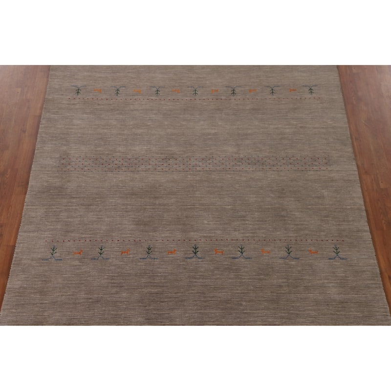 Tribal Gabbeh Living Room Area Rug Handmade Wool Carpet - 6'9"x 9'9"