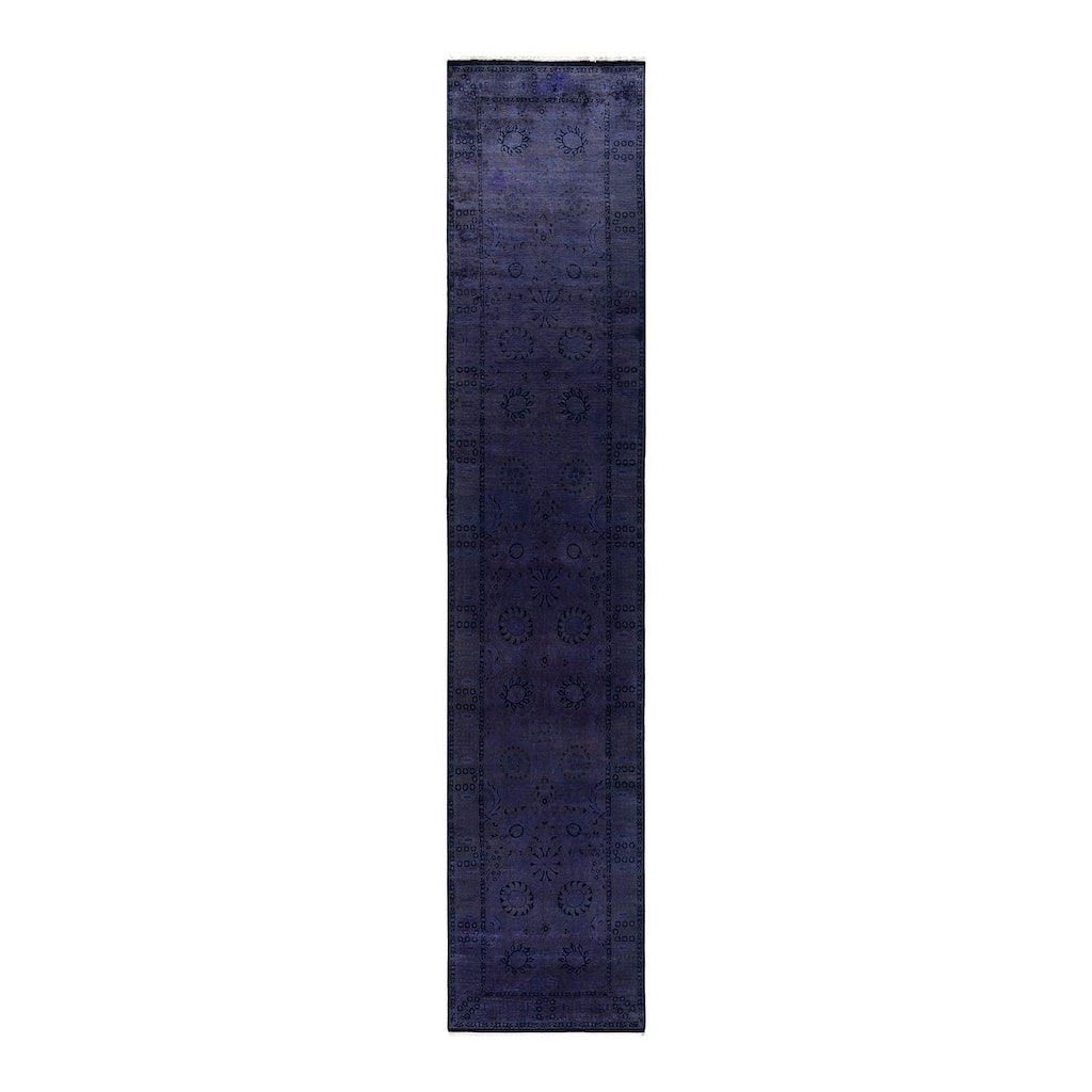 Fine Vibrance, One-of-a-Kind Hand-Knotted Runner Rug - Purple, 3' 0" x 14' 9" - 3' 0" x 14' 9"