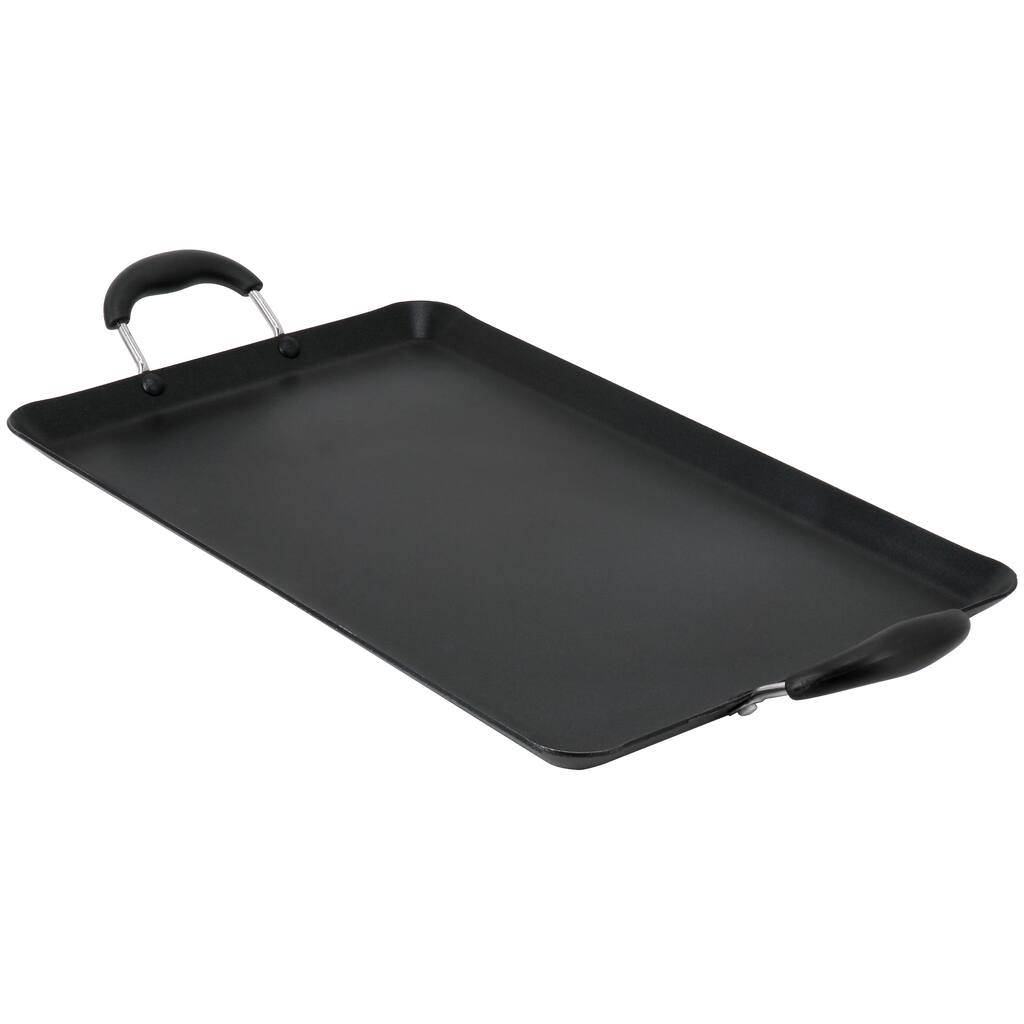 19 x 11.6 Inch Nonstick Double Burner Rectangular Griddle Pan in Charcoal Gray