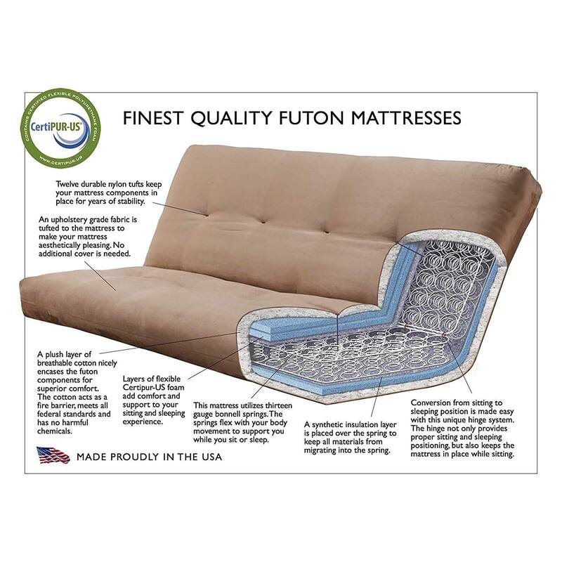 79 in. Barbados/Linen Cocoa Linen Upholstered Full Size Futon Set with Mattress