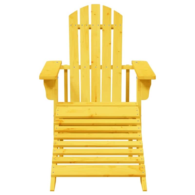 vidaXL Adirondack Chair Yellow Solid Fir Wood Medium Ergonomic - 57.3 x 27.2 x 35.6 in