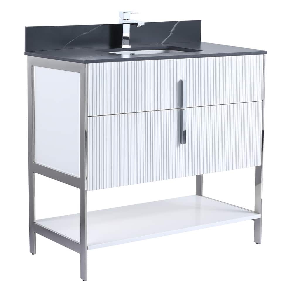 Fine Fixtures Serenity Modern Bathroom Vanity with Black Sintered Stone Top