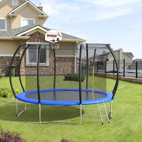 12W Backyard Trampoline Safety Enclosure Indoor/Outdoor Basketball