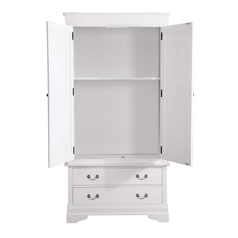 Wooden Armoire with 2-Drawers - 78" - White