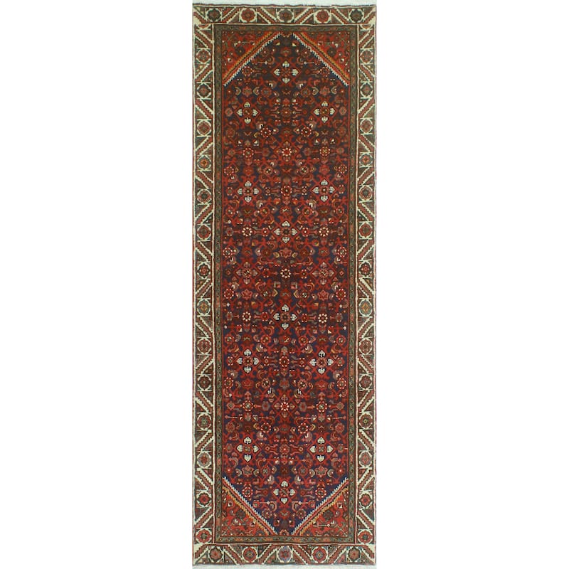 Fine Vintage Distressed Gatlin Navy/Rust Runner - 3'2" x 10'3"