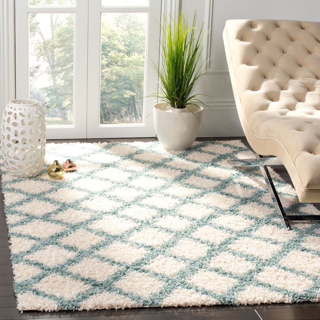 SAFAVIEH, Dallas Shag Rashmi Trellis 1.5-inch Thick Rug - 10' x 14'