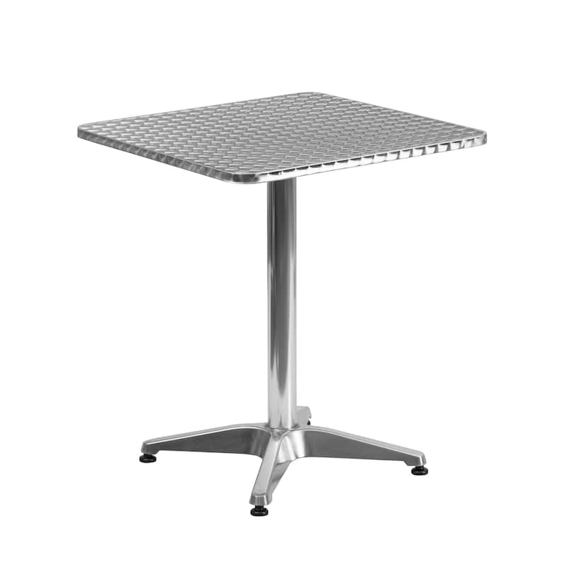 23.5'' Square Aluminum Indoor-Outdoor Table Set with 4 Rattan Chairs