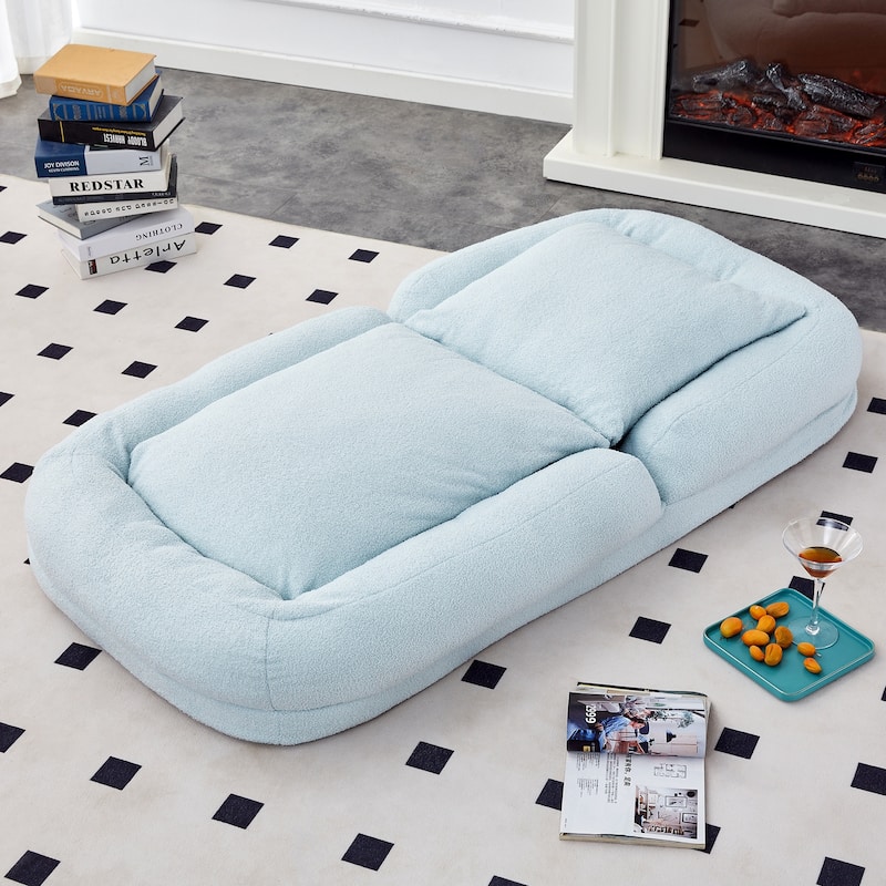 Roomfitters Folding Sofa Chair with 5 Adjustable Positions, Velvet Floor Lounge Chair for Gaming