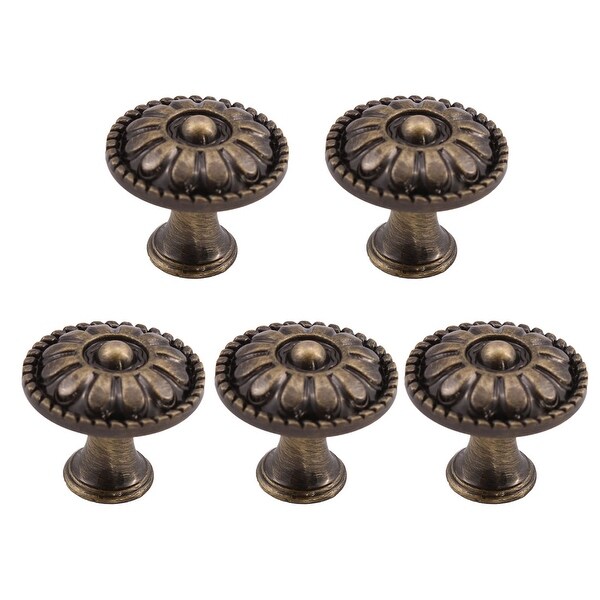 5pcs Drawer Knobs Zinc Alloy 24mm Metal Round Knobs Pull Handle for Furniture Cabinet Cupboard Wardrobe Dresser Door Bronze Tone