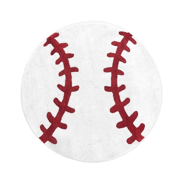 Sweet Jojo Designs Red and White Baseball Patch Sports Collection Accent  Floor Rug (30