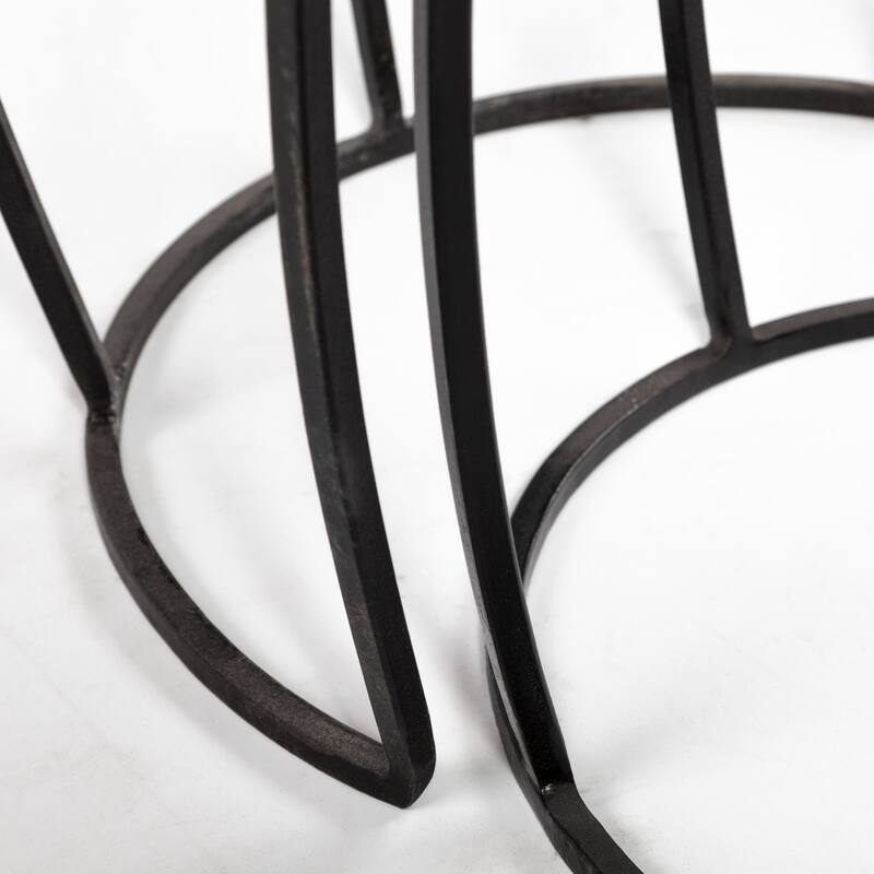 Clapp IV Medium Brown Solid Wood w/ Black Iron Frame Nesting Accent Tables - 20"L x 20"W x 26"H