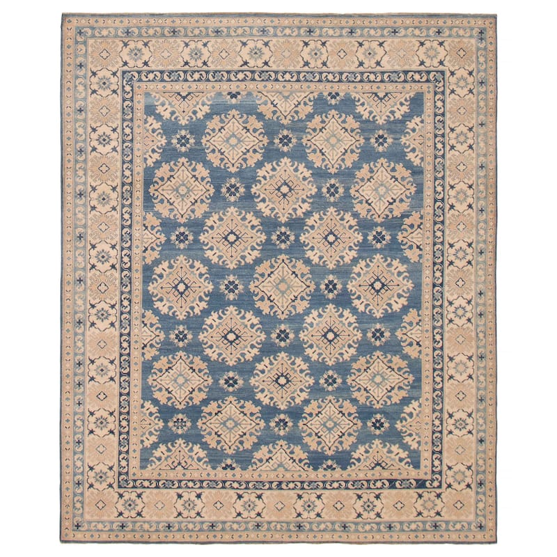 ECARPETGALLERY Hand-knotted Finest Ghazni Blue Wool Rug - 8'0 x 9'8 - Dark Blue - 8'0 x 9'8